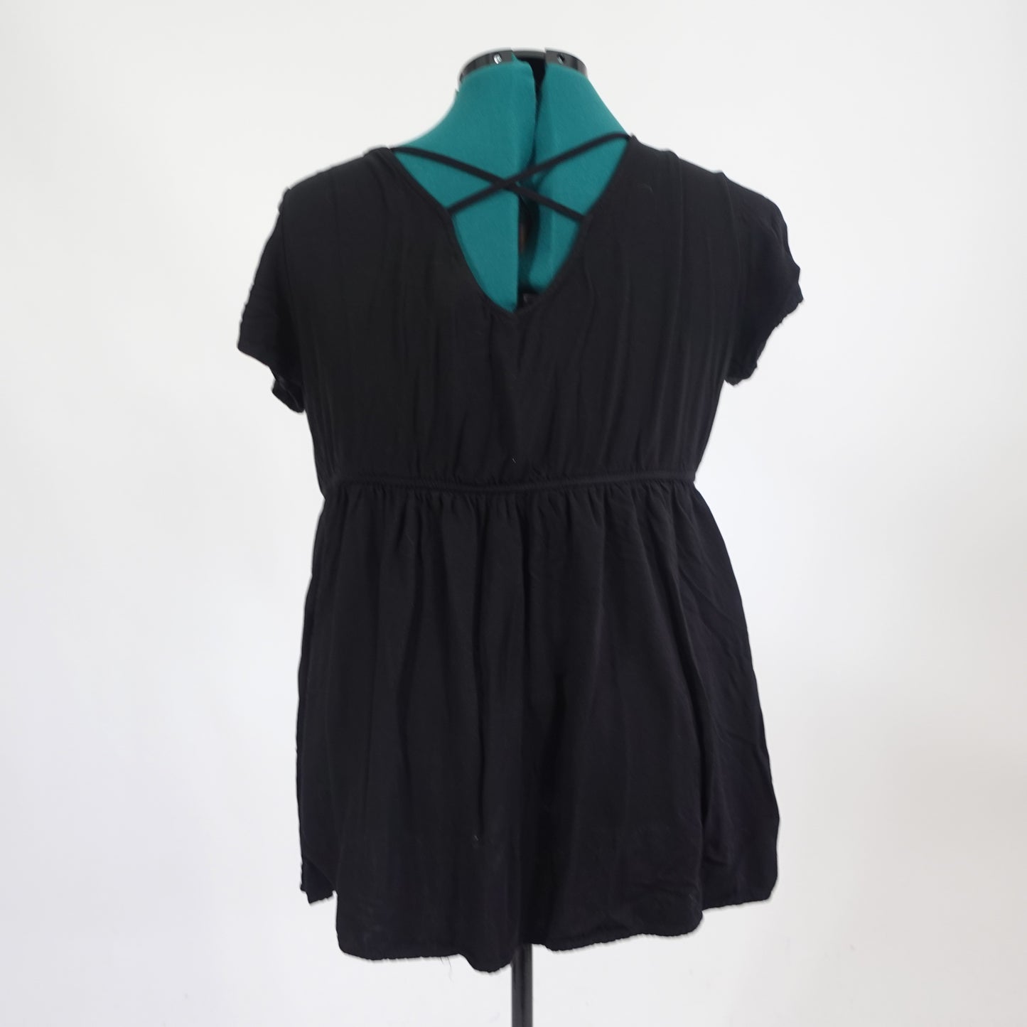 Black Peplum Top with Cut Out Back