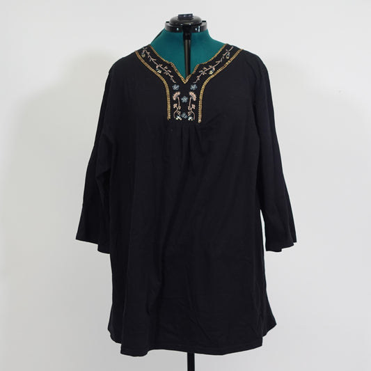 Black Tunic Top with Beaded Neckline NWT