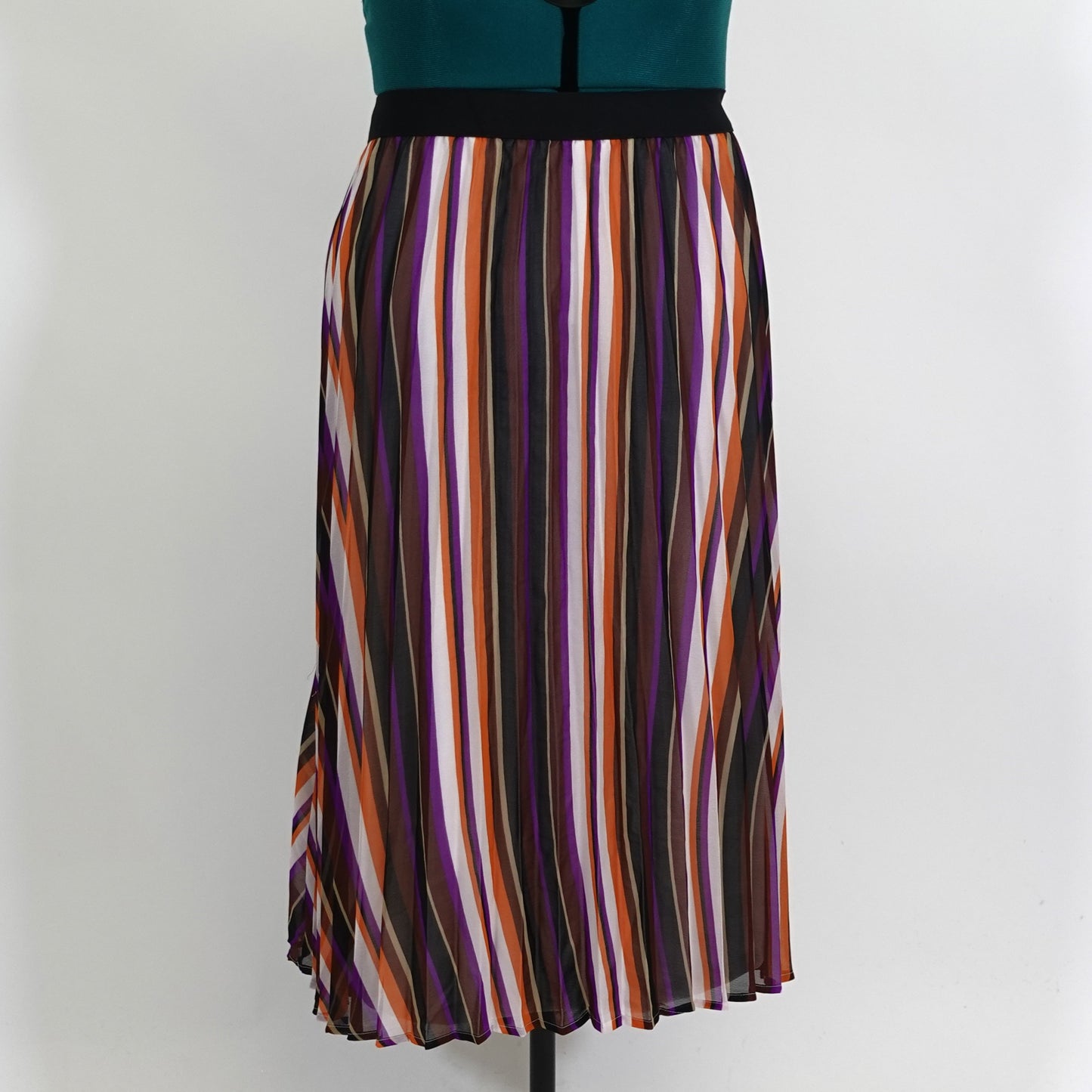 Striped Pleated Midi Skirt NWT