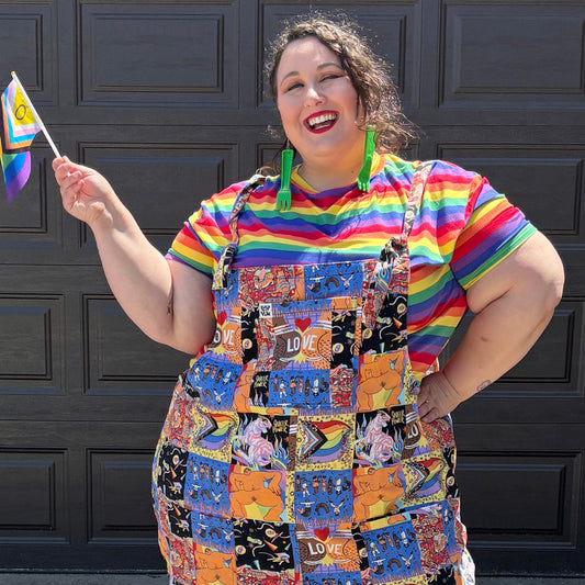 Rainbow Striped Boxy Fit Crewneck T Shirt