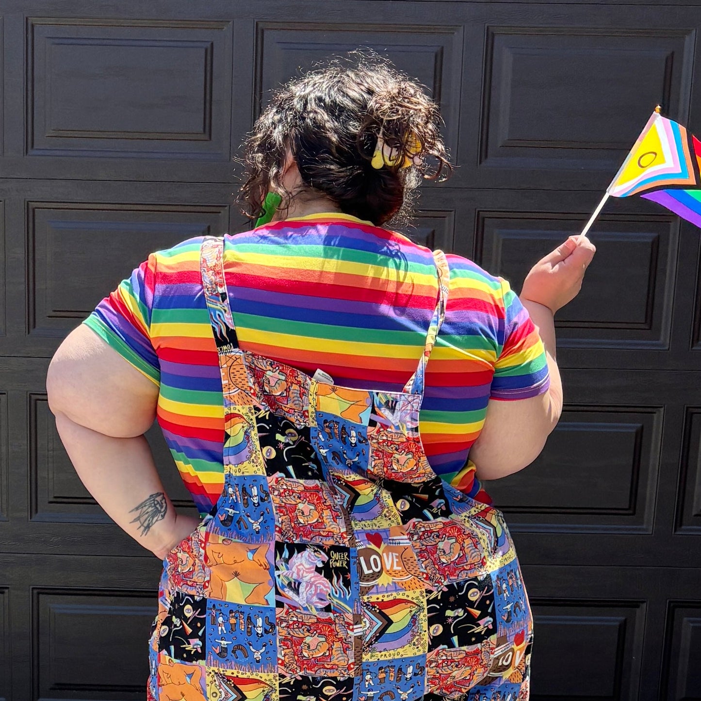 Rainbow Striped Boxy Fit Crewneck T Shirt