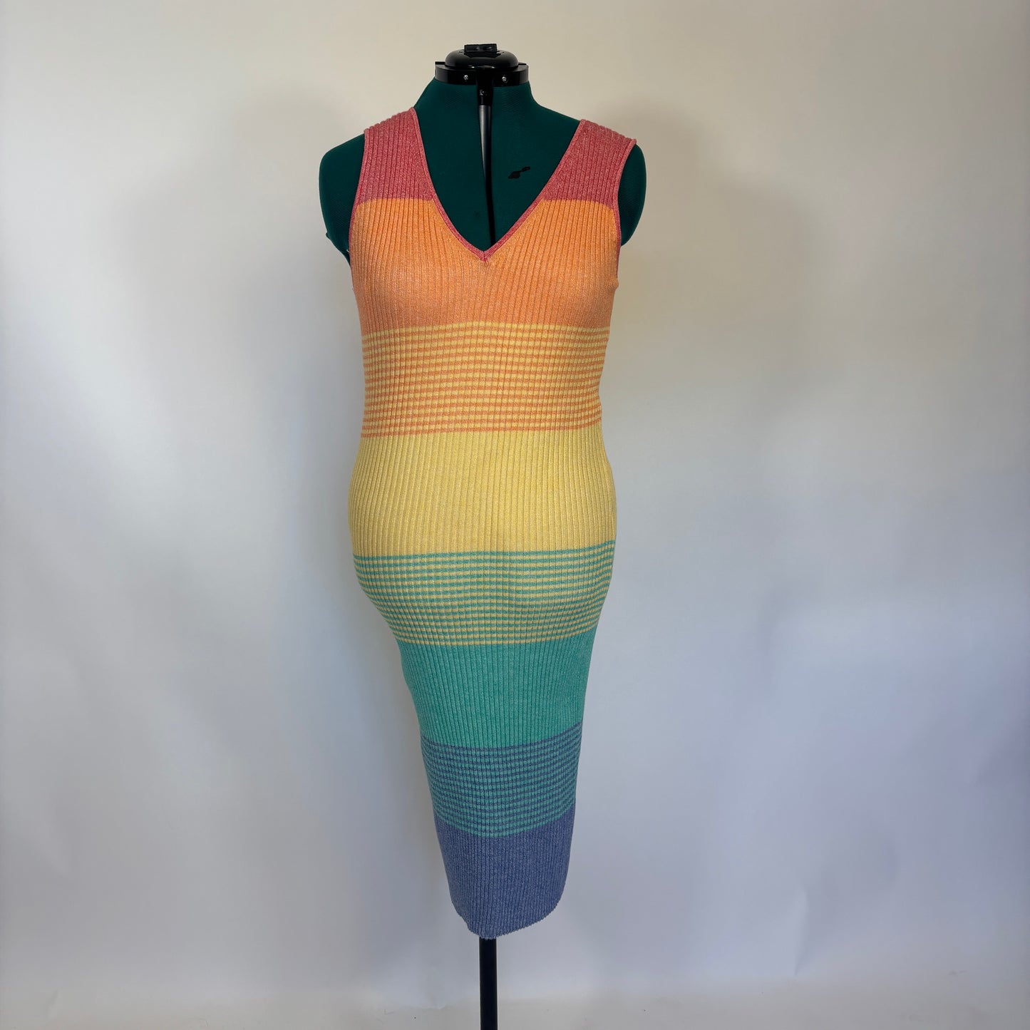 Lane Bryant Rainbow Striped Knit Midi Dress