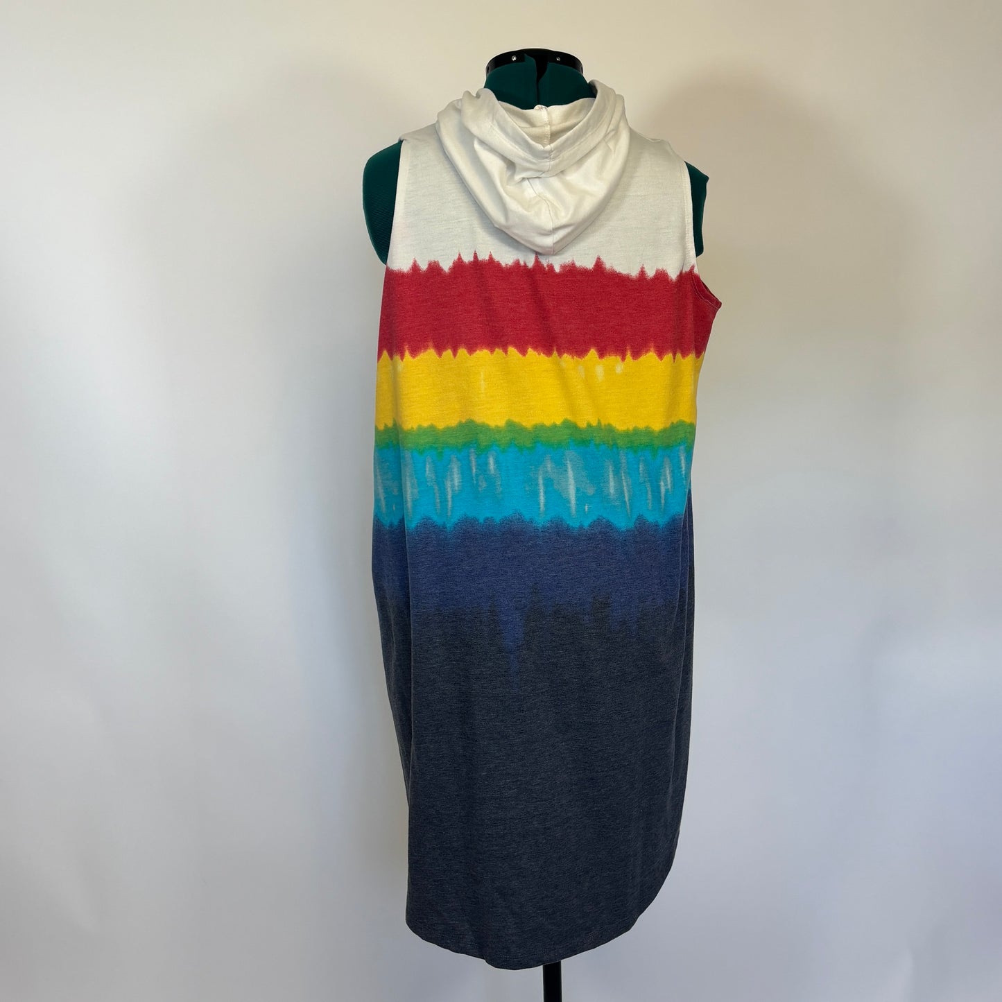 LIVI Rainbow Tie Dye Sleeveless Hooded Dress