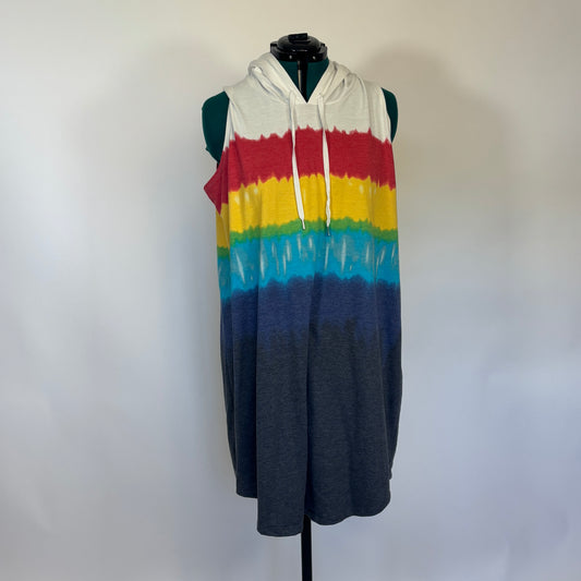 LIVI Rainbow Tie Dye Sleeveless Hooded Dress