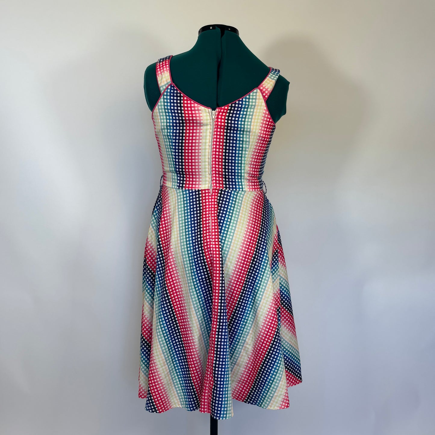 Rainbow Grid Print Pin-up Style Dress