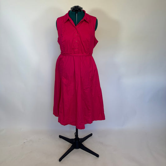 Torrid Hot Pink Sleeveless Collared Half Button Front Dress