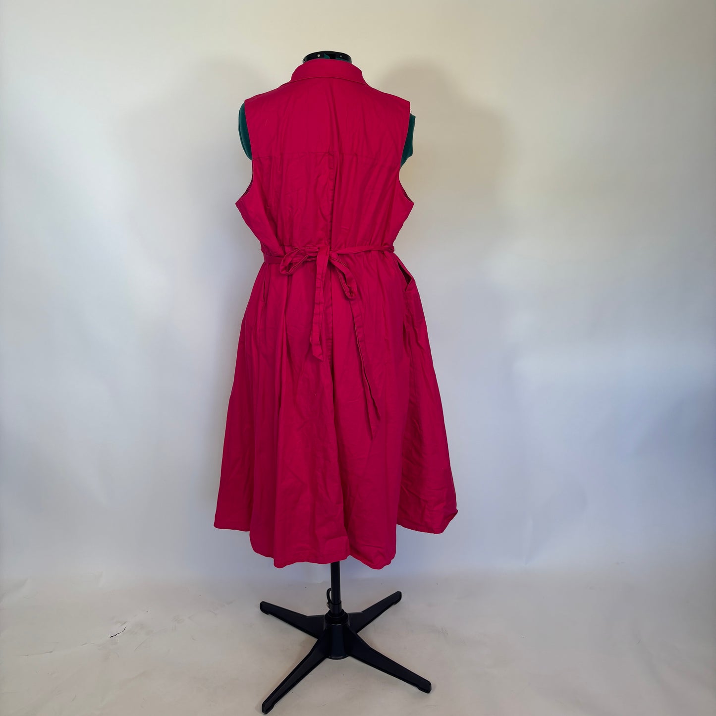 Torrid Hot Pink Sleeveless Collared Half Button Front Dress