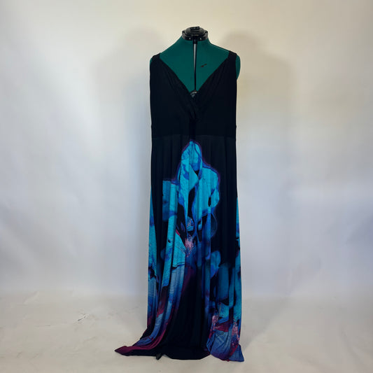 Black Graphic Floral Maxi Dress