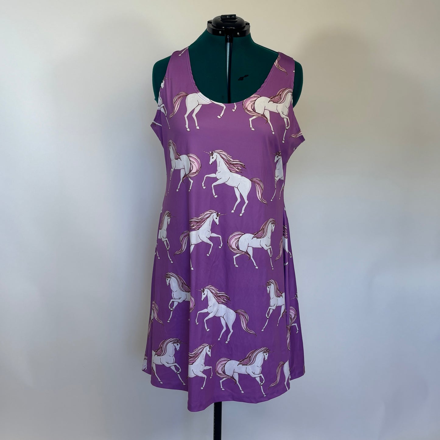 CowCow Purple Sleeveless Unicorn Print Skater Dress