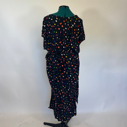 Eloquii Elements Black and Rainbow Polka Dot Maxi Dress