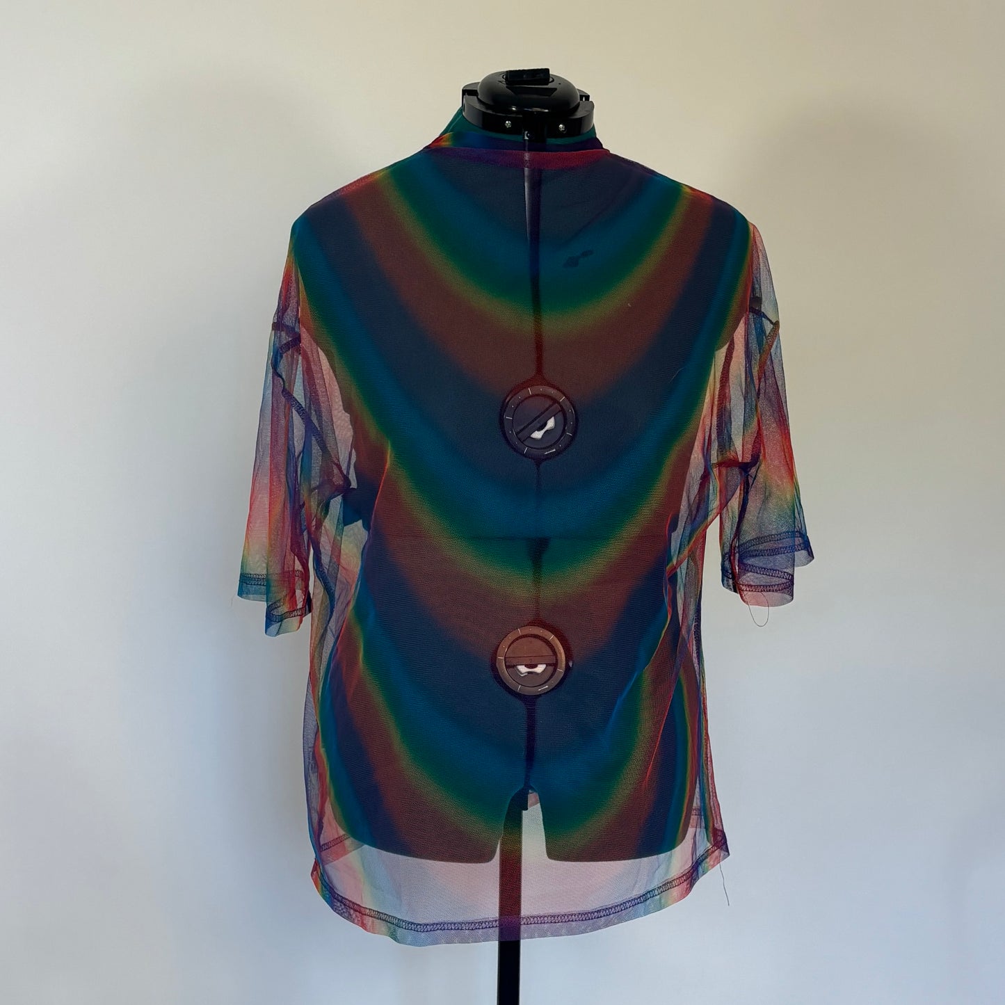 Sheer Mesh Rainbow Ombre Top