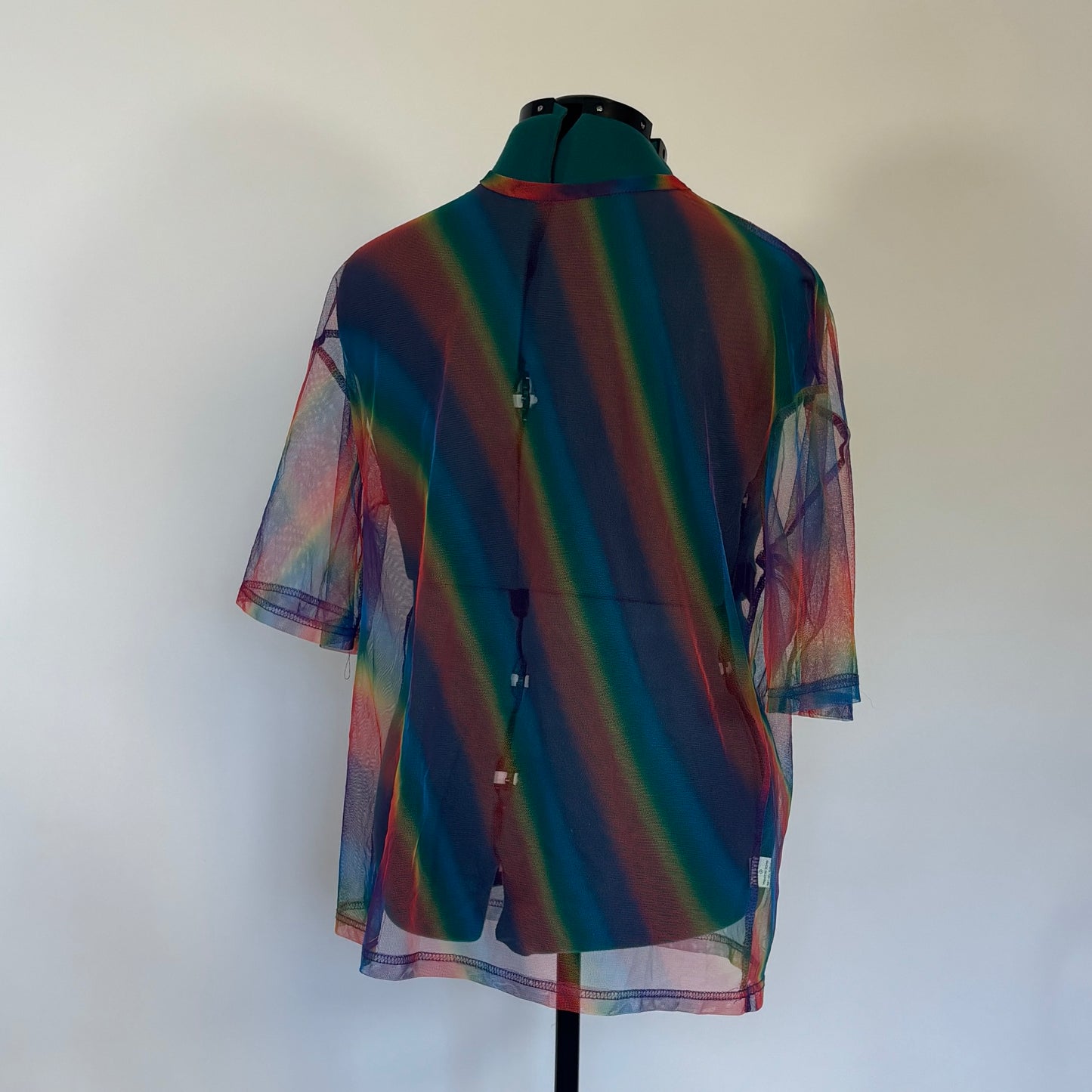 Sheer Mesh Rainbow Ombre Top
