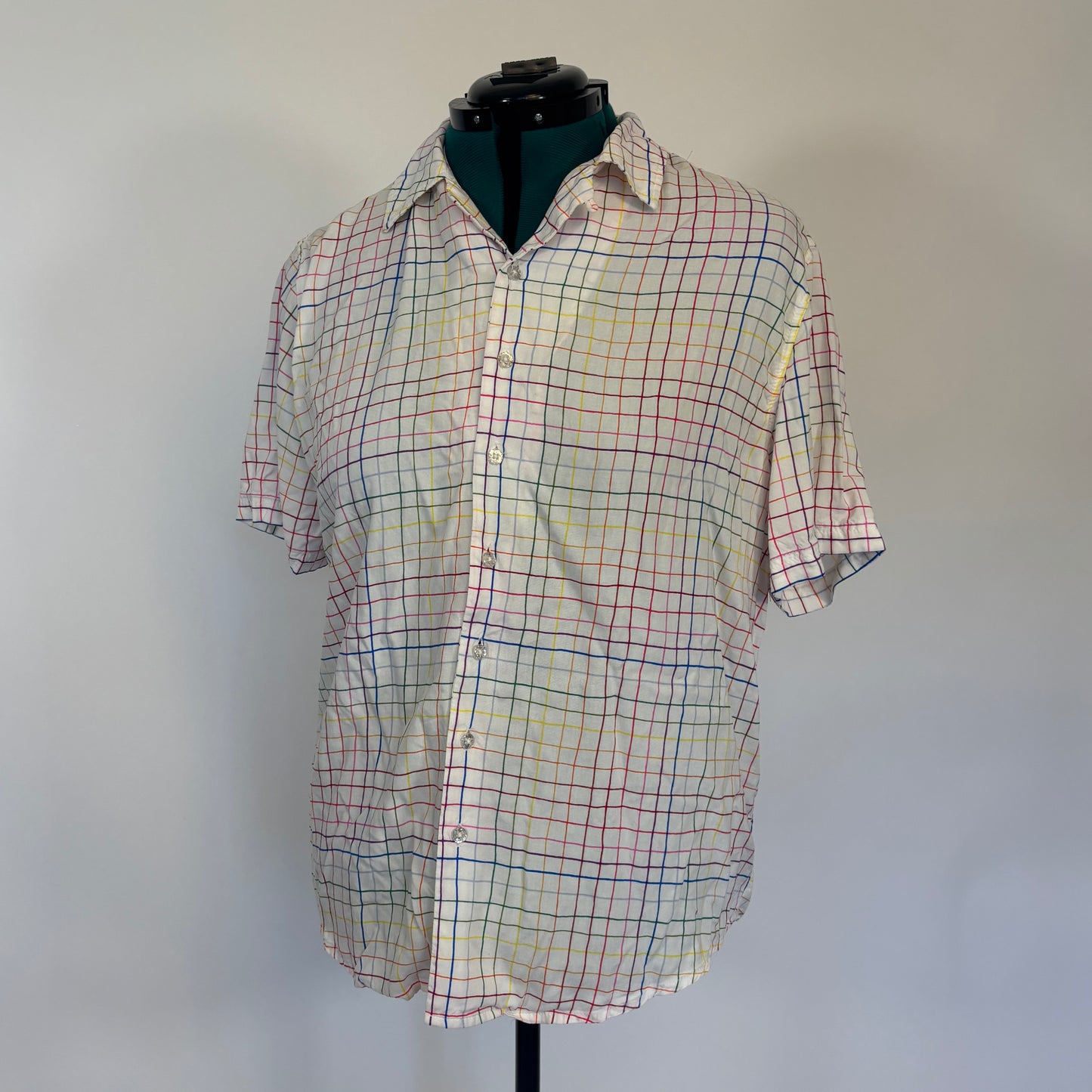 Target Take Pride White and Rainbow Grid Print Button Down