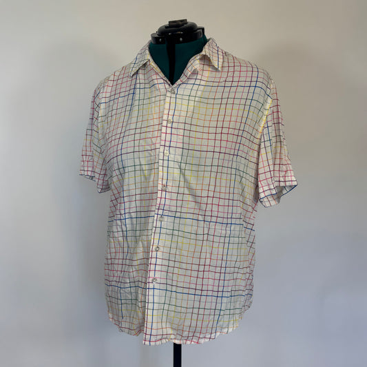 Target Take Pride White and Rainbow Grid Print Button Down