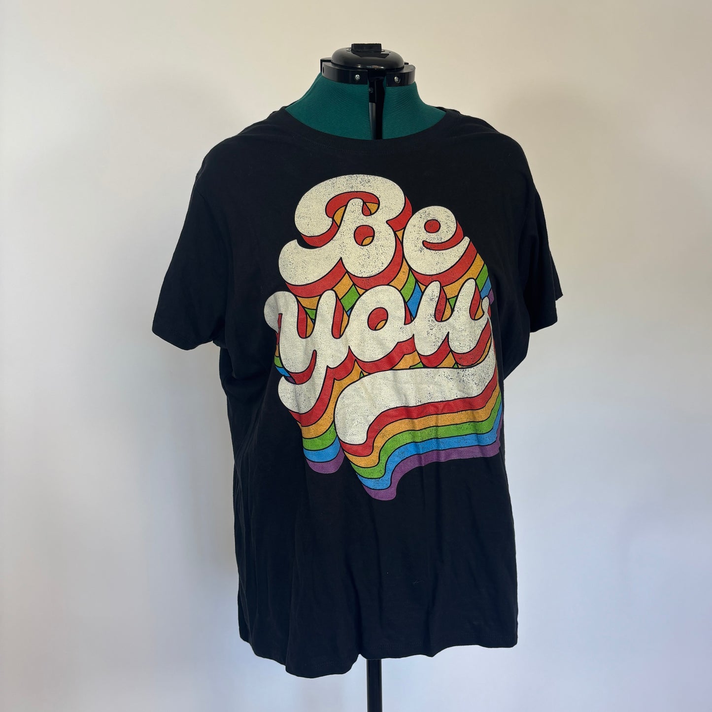 "Be You" Black and Rainbow Graphic Pride Tee