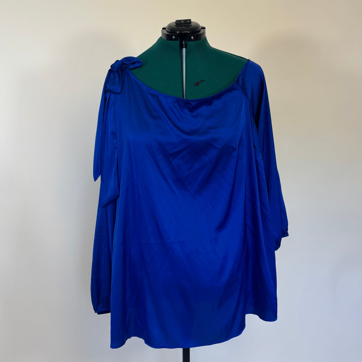 Torrid Blue Satin Off the Shoulder Long Sleeve Top