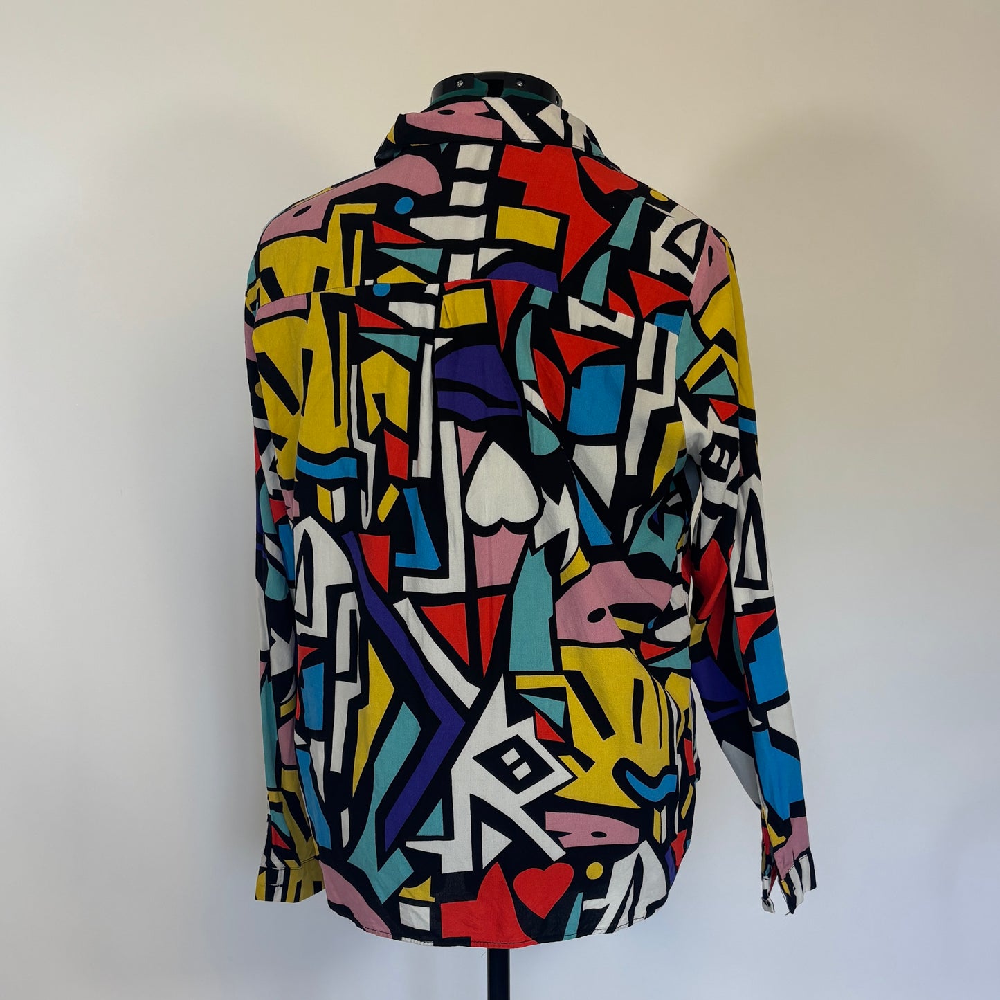 Black and Rainbow Abstract Print Long Sleeve Button Down
