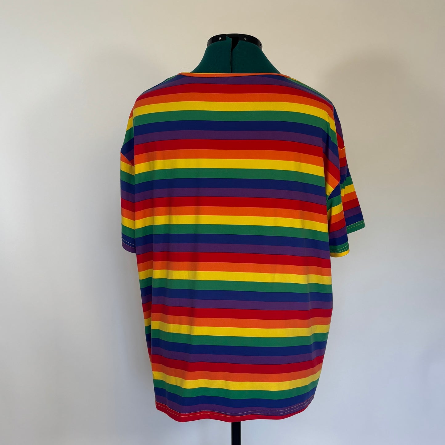 Rainbow Striped Boxy Fit Crewneck T Shirt