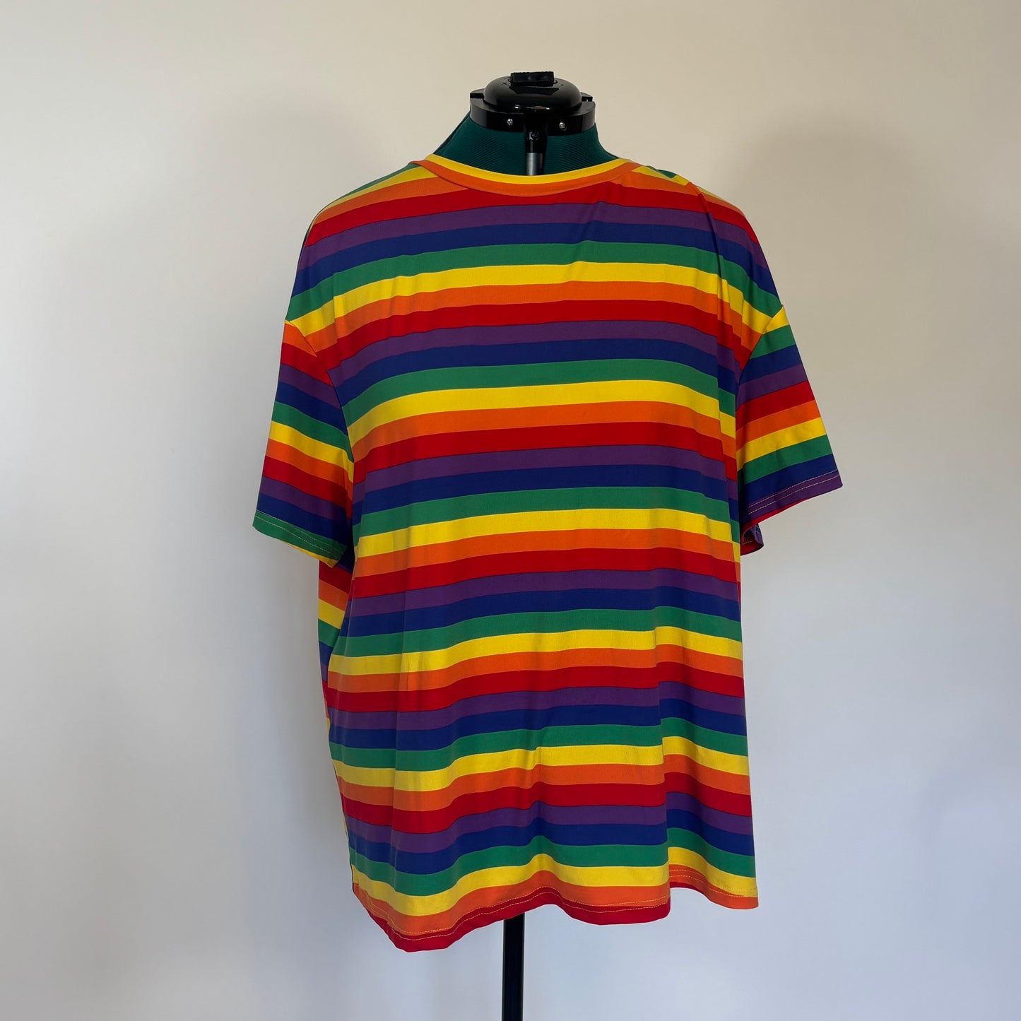 Rainbow Striped Boxy Fit Crewneck T Shirt