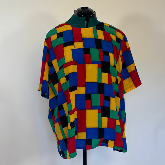 Vintage Primary Color Square Design Top
