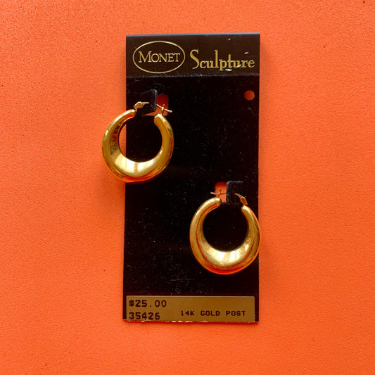 Vintage Deadstock Monet Gold Hoop Earrings