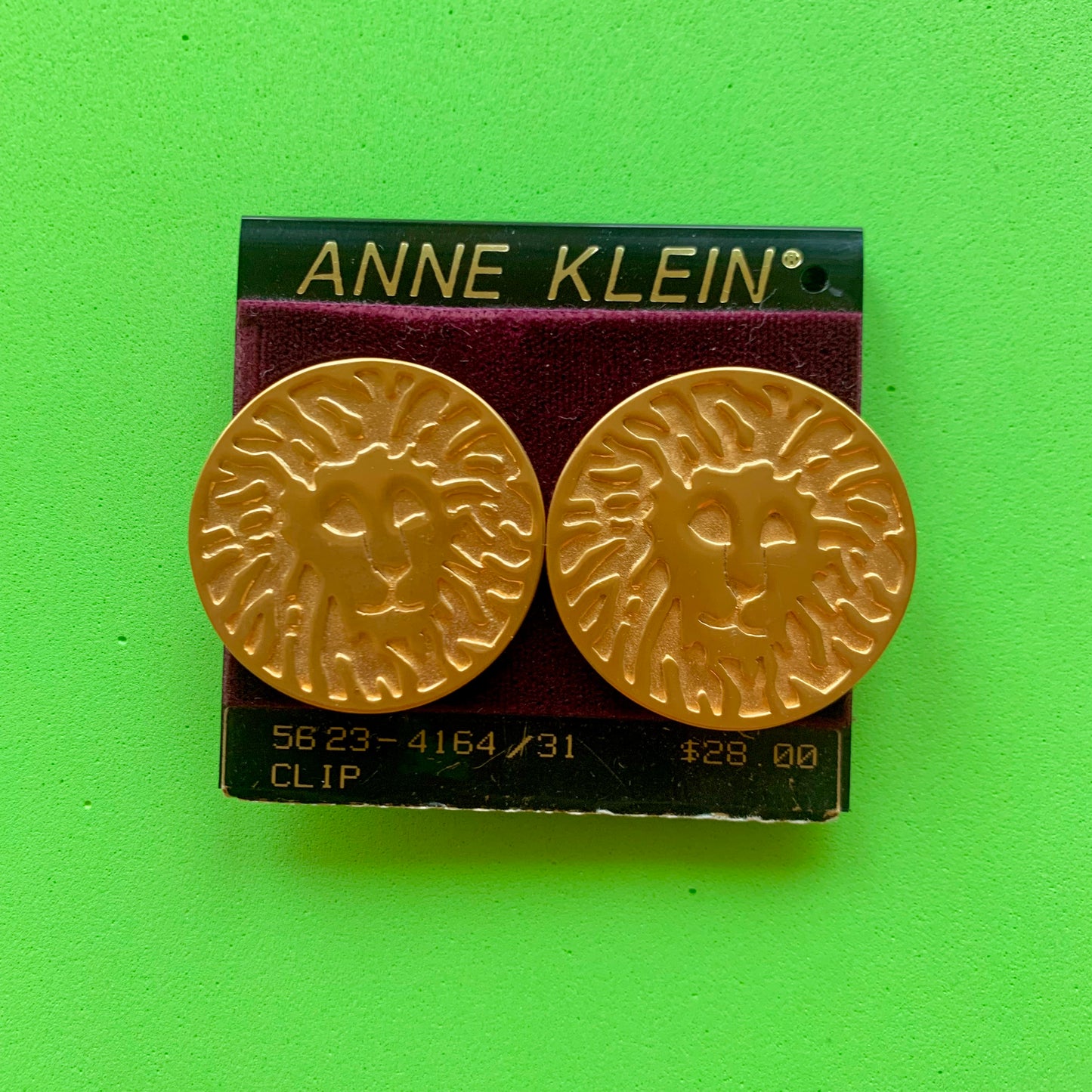 Vintage Deadstock Anne Klein Gold Lion Clip-On Earrings