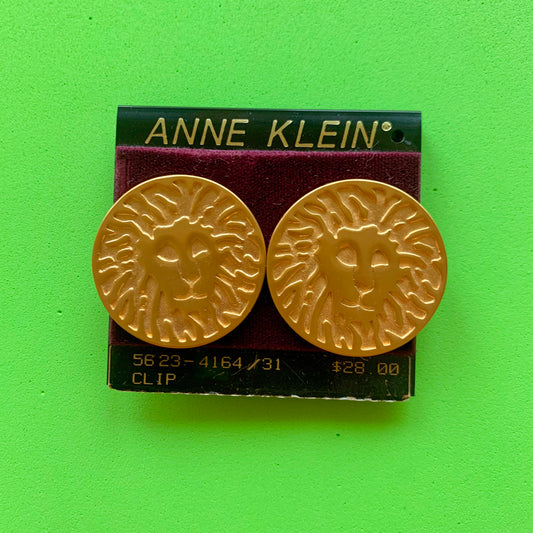 Vintage Deadstock Anne Klein Gold Lion Clip-On Earrings