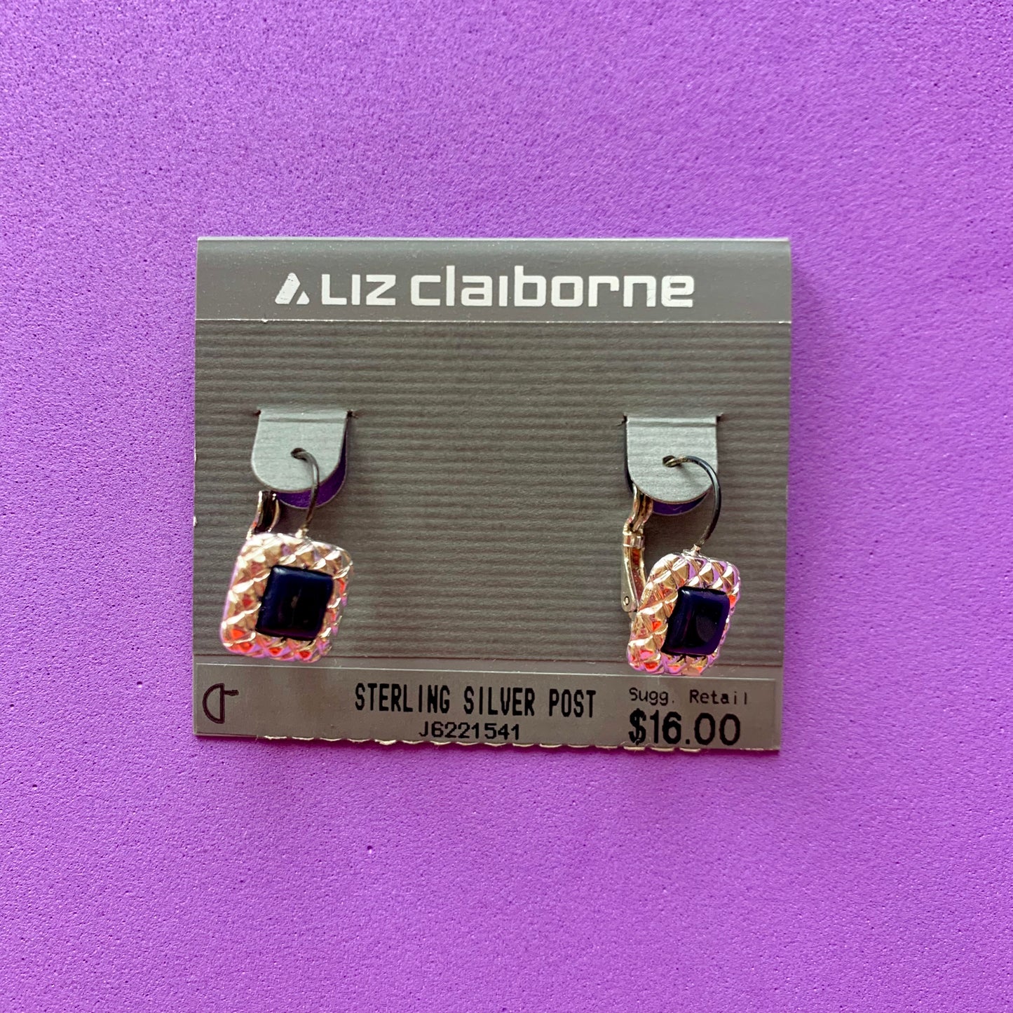 Vintage Deadstock Liz Claiborne Silver and Black Earrings