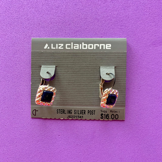 Vintage Deadstock Liz Claiborne Silver and Black Earrings