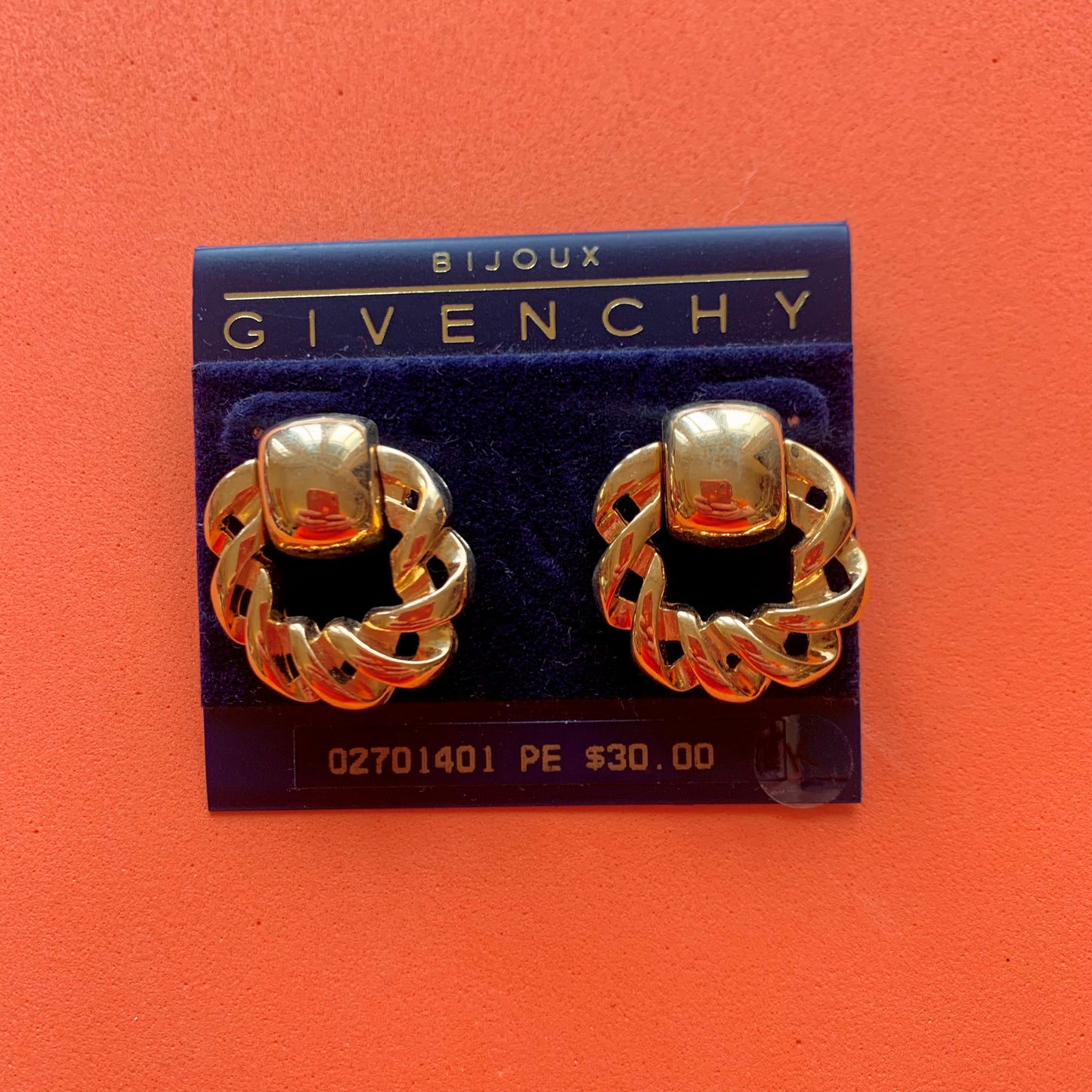 Vintage Deadstock Givenchy Gold Braided Hoop Earrings