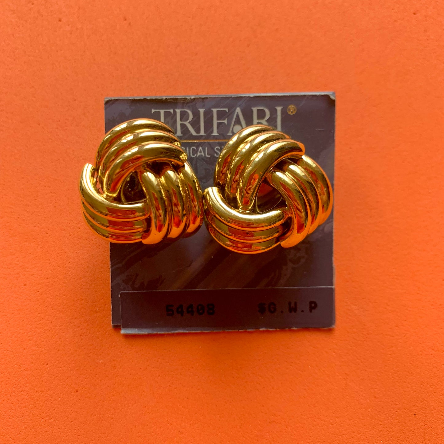 Vintage Deadstock Trifari Gold Knot Stud Earrings