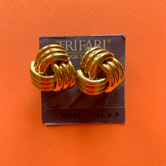 Vintage Deadstock Trifari Gold Knot Stud Earrings