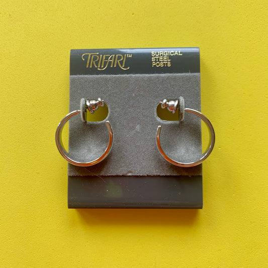 Vintage Deadstock Trifari Silver Hoop Earrings