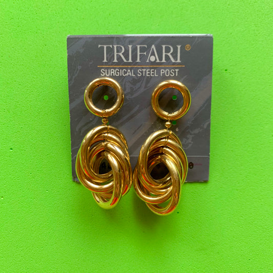 Vintage Deadstock Trifari Gold Knot Dangle Earrings