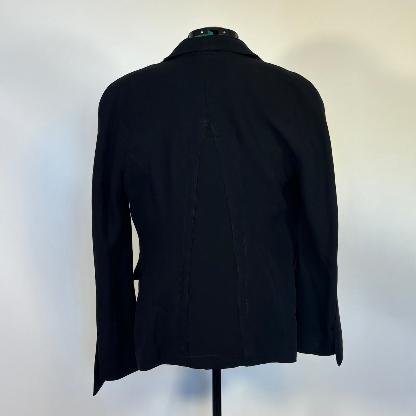Vintage Black Blazer with Patent Leather Details and a Rhinestone Closure