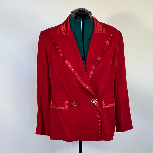 Vintage 80s Donna B Red Blazer with Rhinestone Details