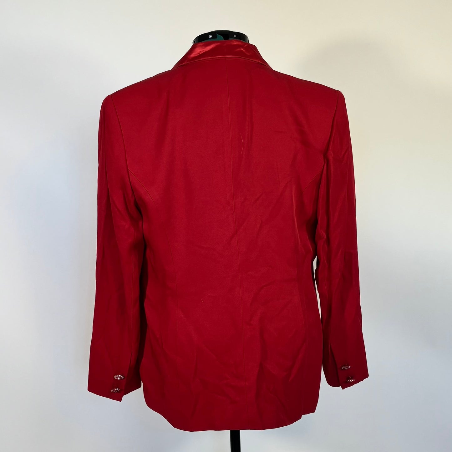 Vintage 80s Donna B Red Blazer with Rhinestone Details