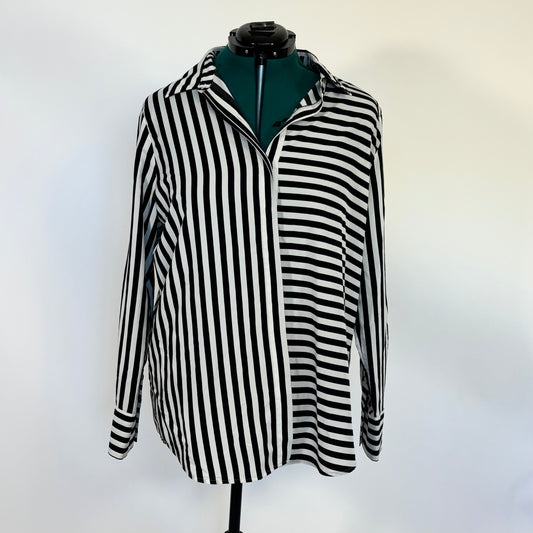 Black and White Striped Button Down