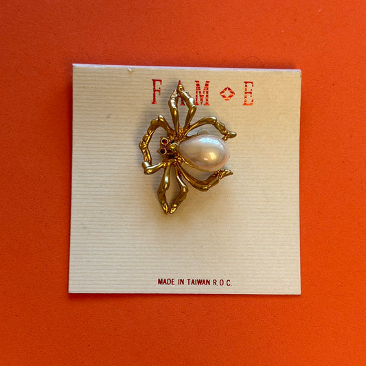 Gold Spider Brooch with Pearl from Fame NWT