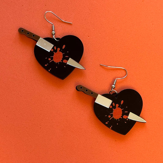 Hearts with Knives Drop Earrings