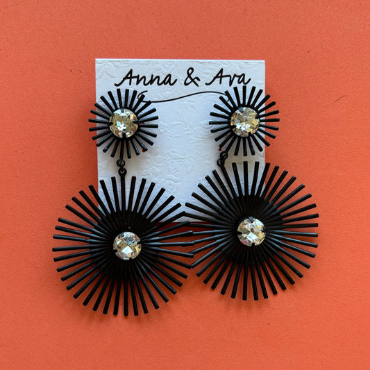 Black Spikey Rhinestone Earrings from Anna and Ava.