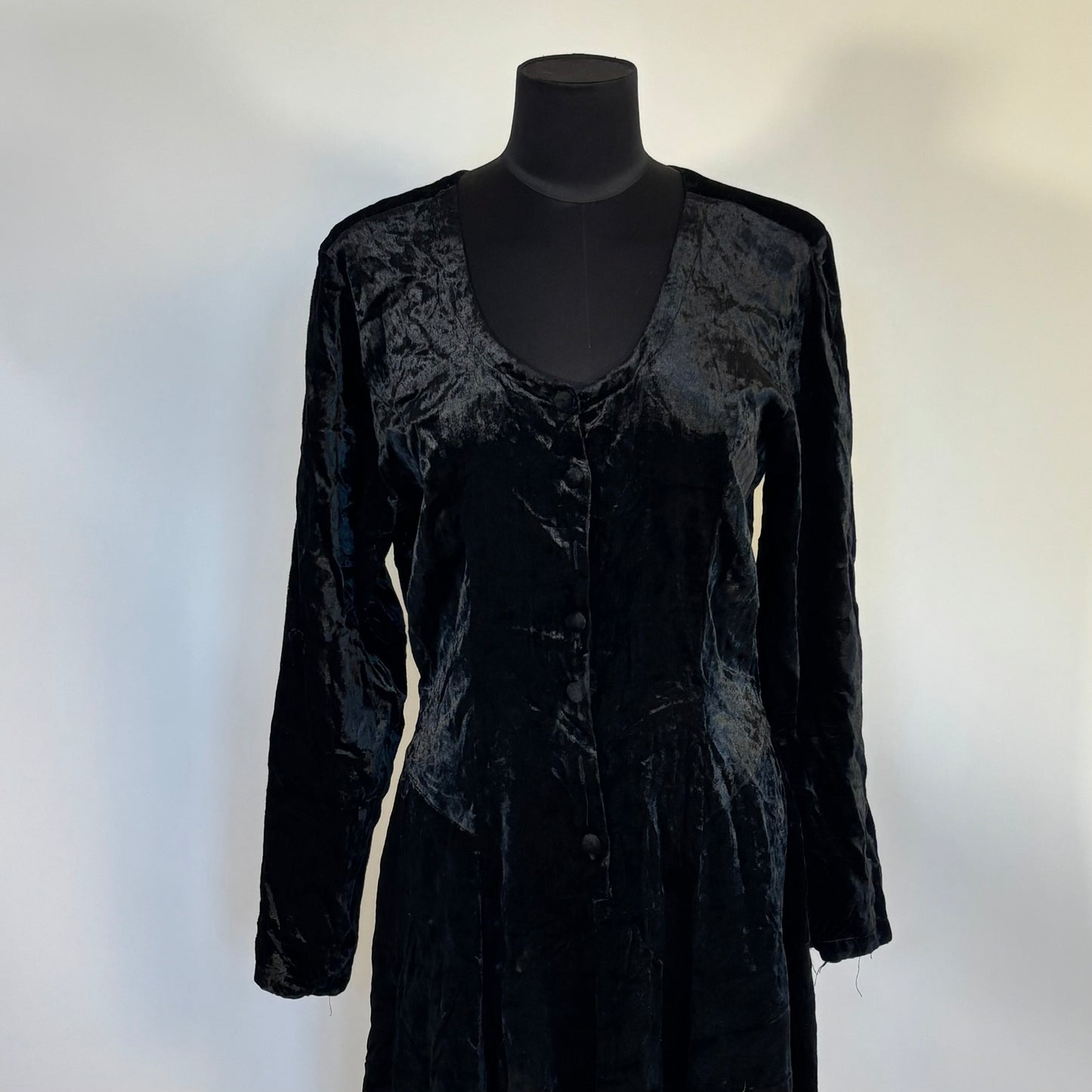 Vintage Black Velvet Midi Dress