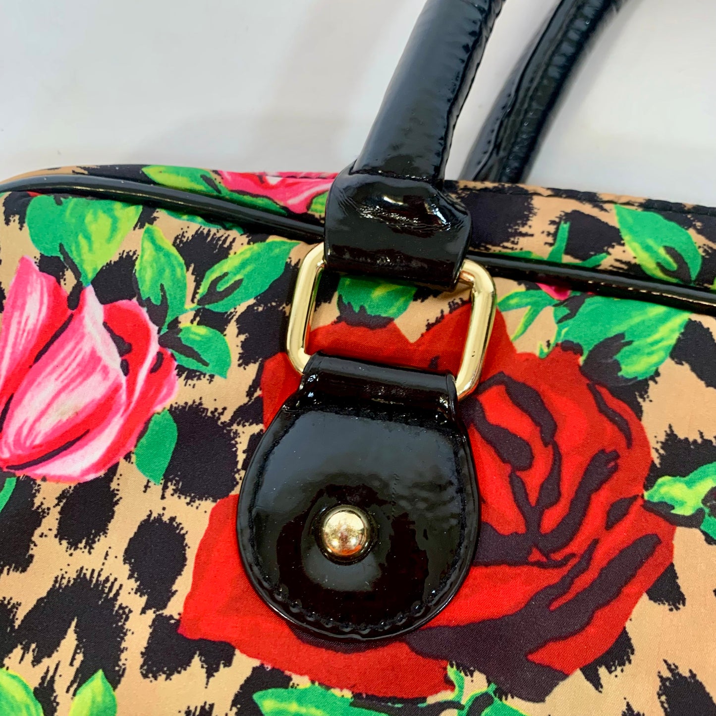 Vintage Betsey Johnson Rose and Leopard Laptop Case Bag