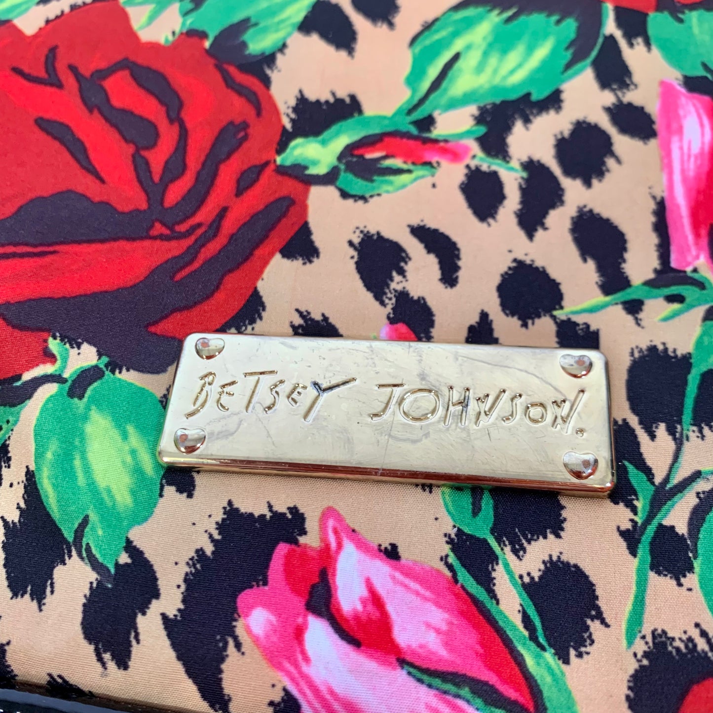 Vintage Betsey Johnson Rose and Leopard Laptop Case Bag