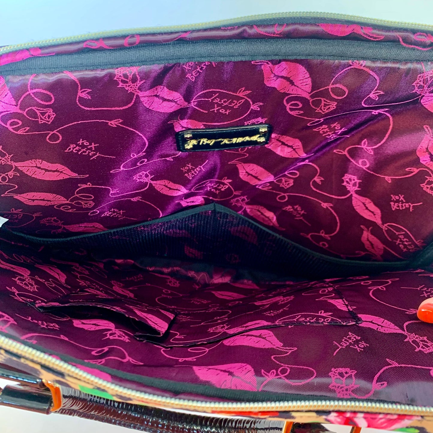 Vintage Betsey Johnson Rose and Leopard Laptop Case Bag