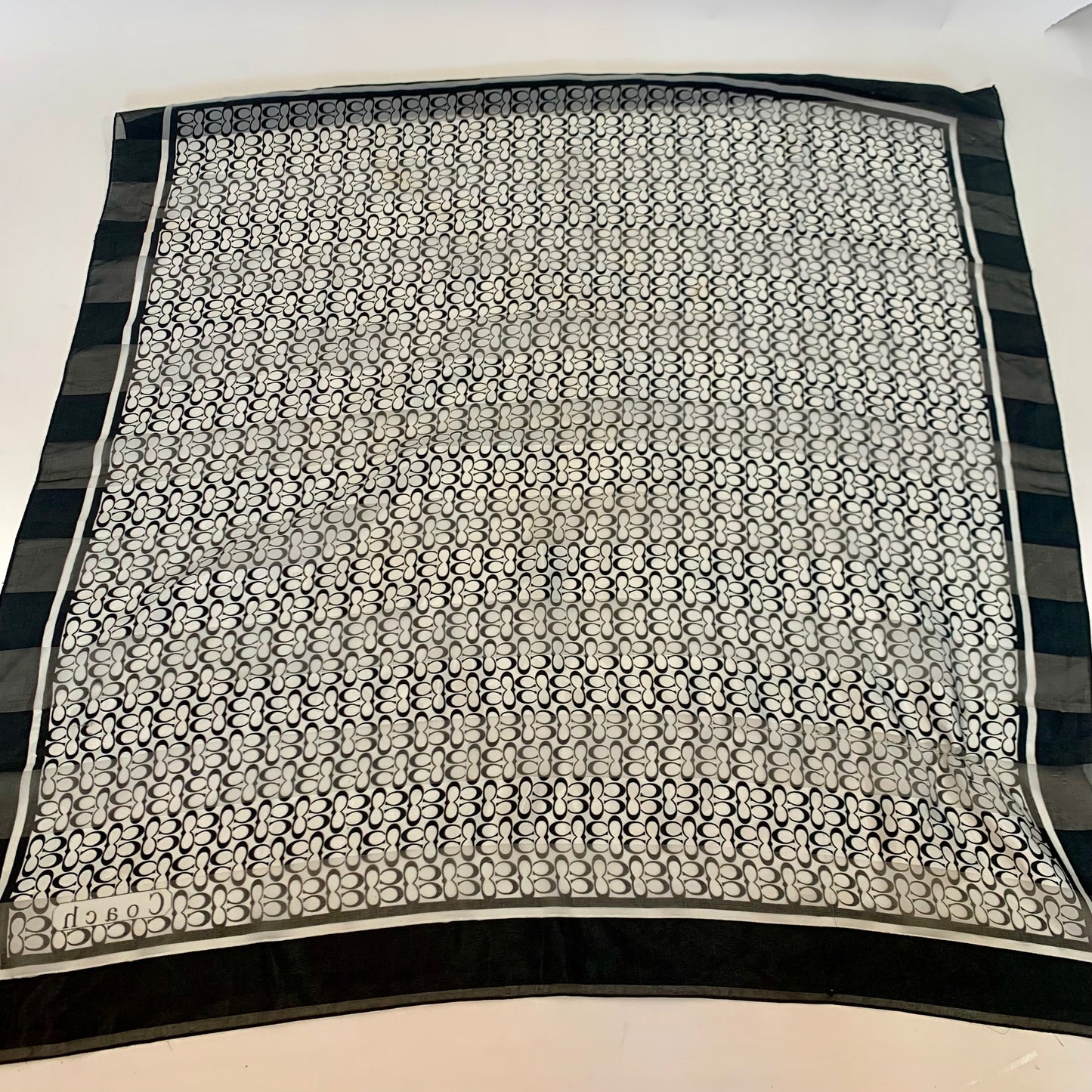 Vintage Coach Black and White 40"x40" Satin Scarf