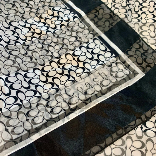 Vintage Coach Black and White 40"x40" Satin Scarf