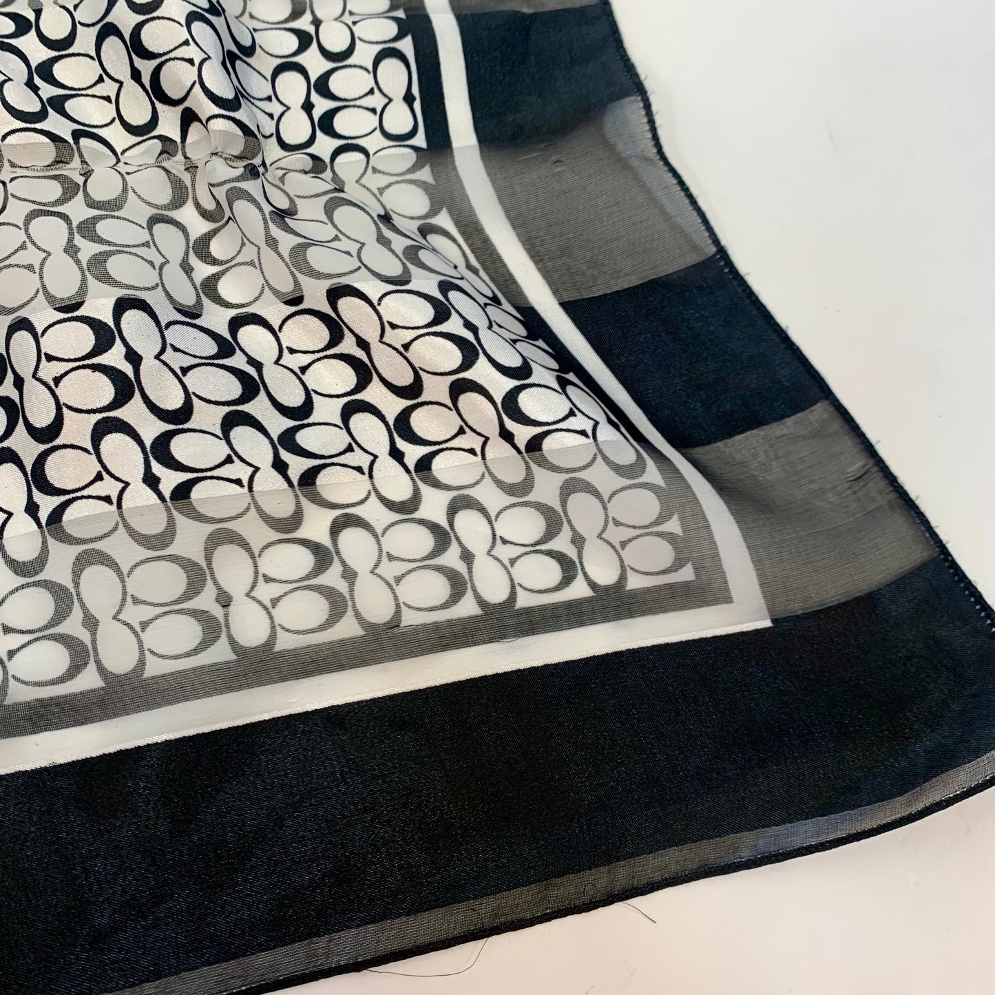 Vintage Coach Black and White 40"x40" Satin Scarf