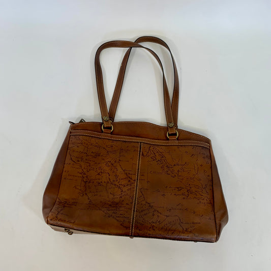 Vintage Patricia Nash Signature Map Collection Tote in Riot Rust Brown Leather