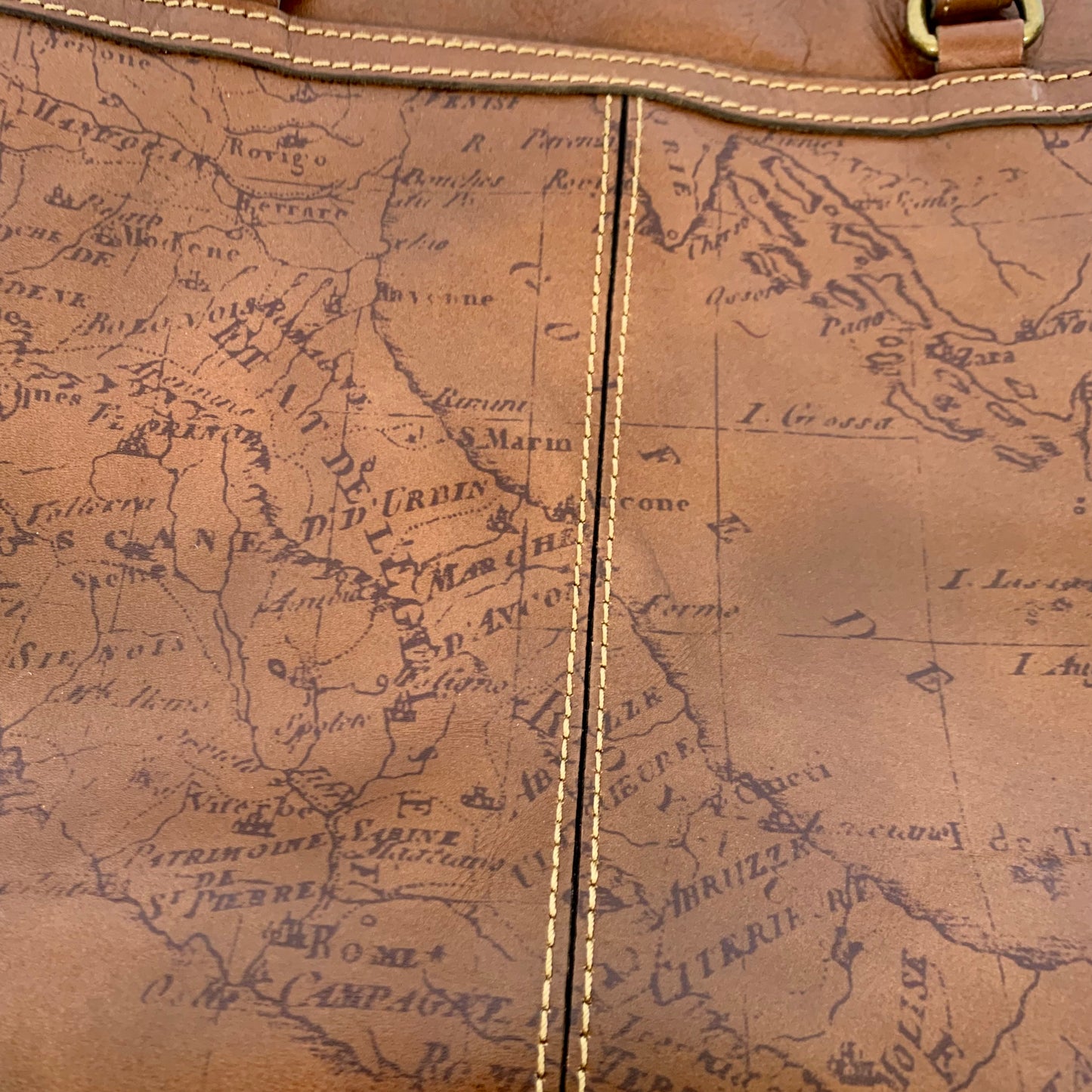 Vintage Patricia Nash Signature Map Collection Tote in Riot Rust Brown Leather